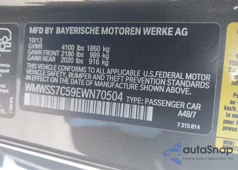 2014 Mini Paceman Cooper S from USA, damaged, VIN WMWSS7C59EWN70504